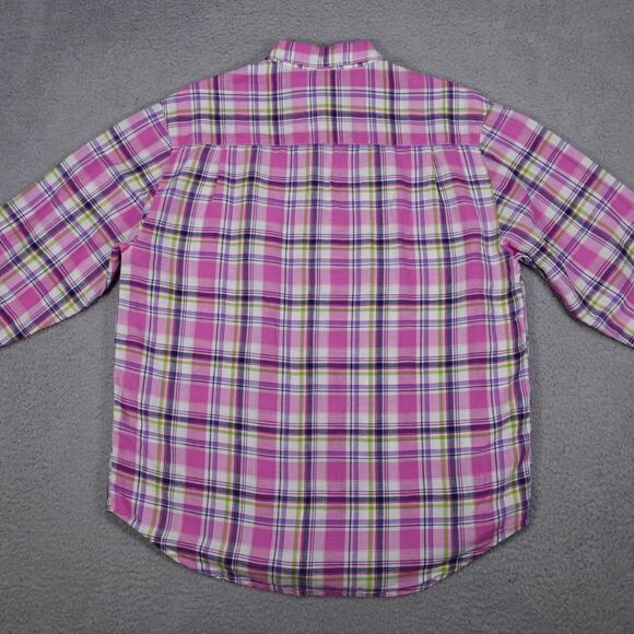Alan Flusser Shirt Men's Large Linen Cotton Button Up Pink Pocket Long Sleeve - Picture 14 of 15
